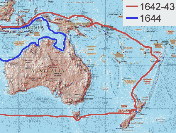 The Dutch Explorer: Abel Tasman's First Voyage to the South Seas expedition route