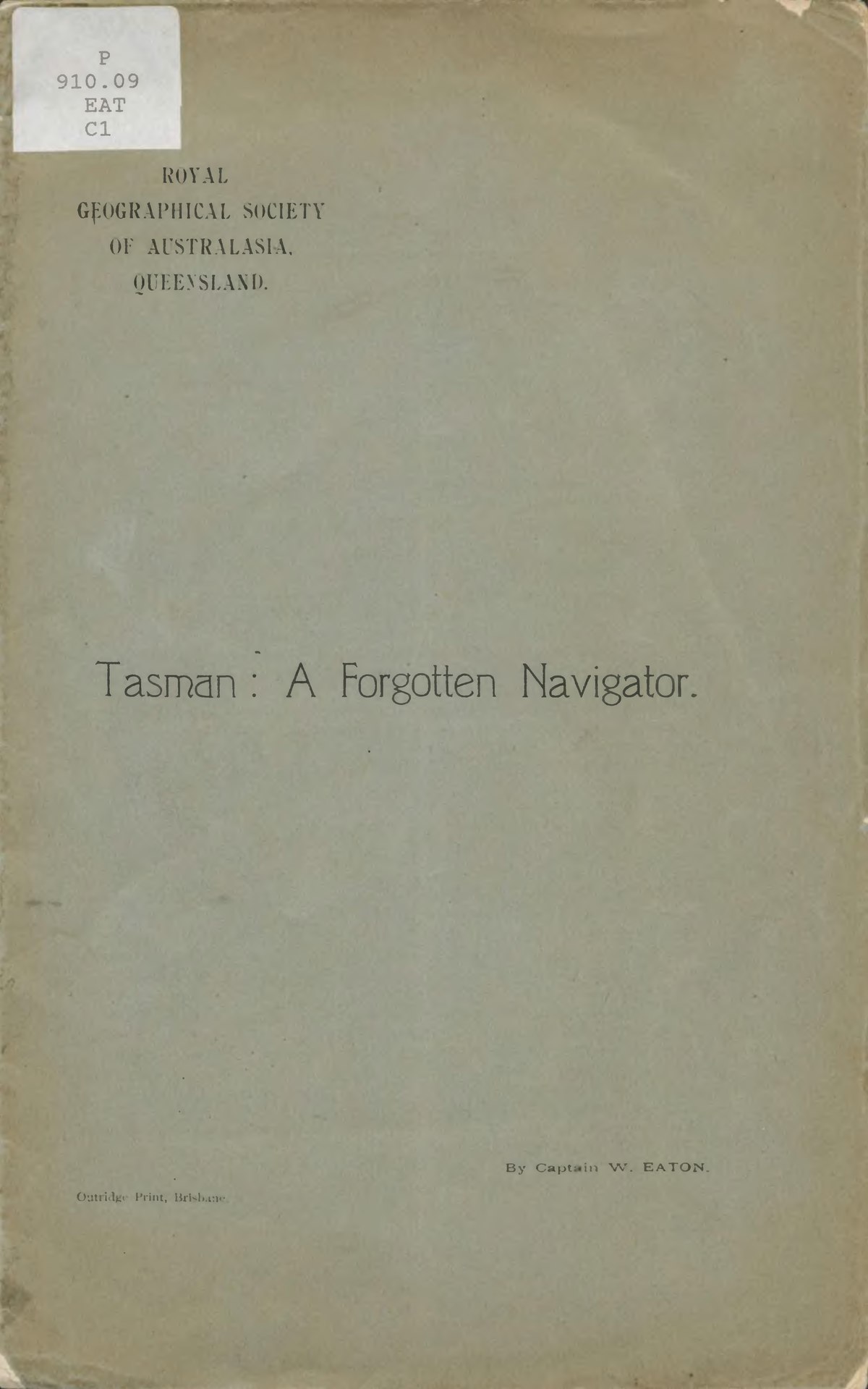 Tasman: A Forgotten Navigator
