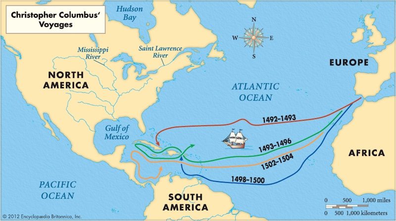 Christopher Columbus's First Voyage to America expedition route